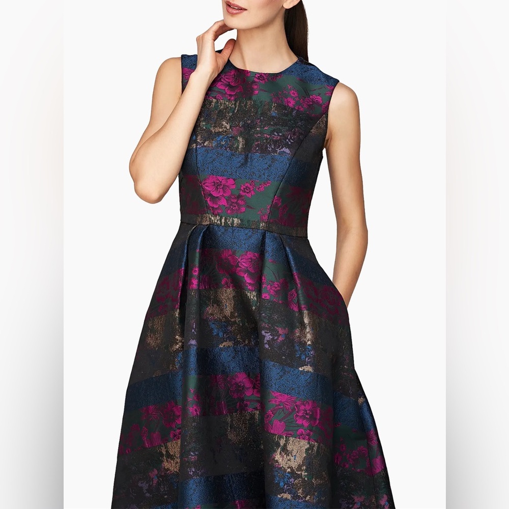 NEW Kay Unger Faye Painterly Jacquard Cocktail Dress - Picture 5 of 15